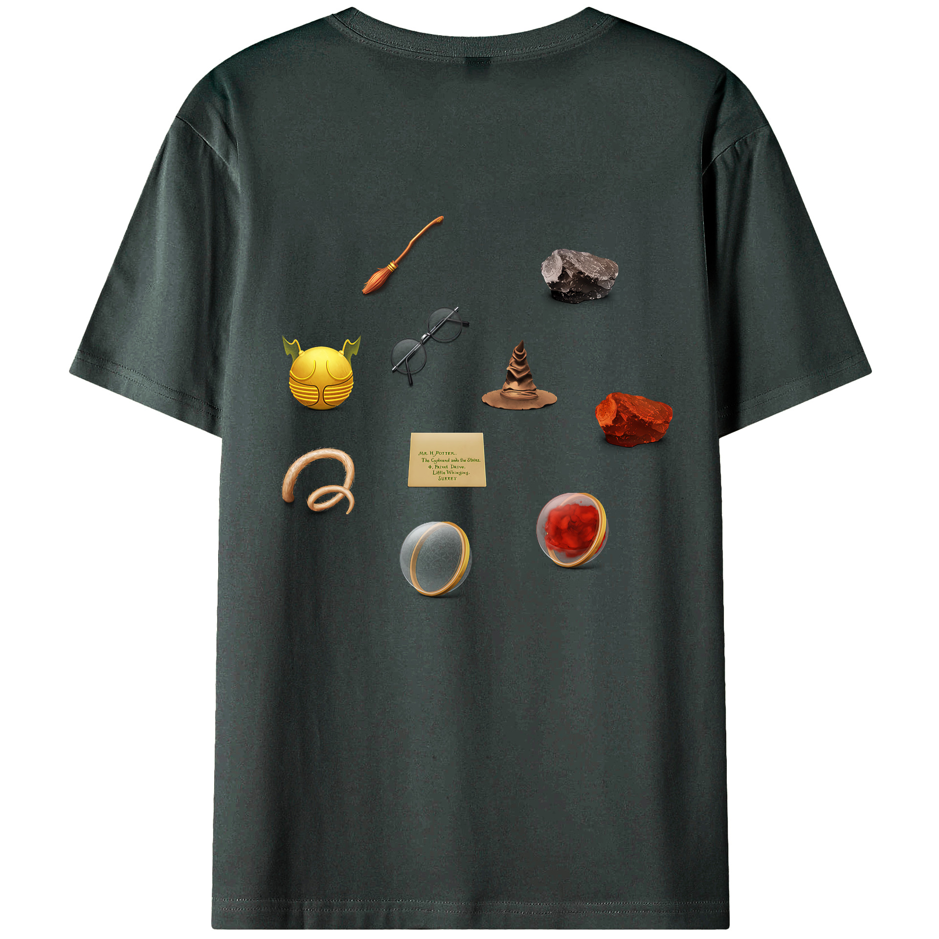 （画像用） Harry Potter ハリー・ポッターシリーズ 綿100％ メンズ半袖Tシャツ（バックプリント） 通気性